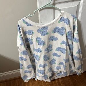 The Beaufort Bonnet Company Blue Hydreangea Floral Sweatshirt